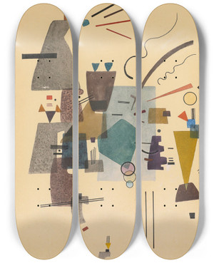Triptych art skateboard deck of Wassily Kandinsky Gewrmtes Khl Warmed Cool_2 by Wassily Kandinsky (1866-1944)