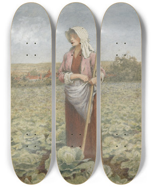 Triptych art skateboard deck of Henry Green Cabbage Field by Henry Green