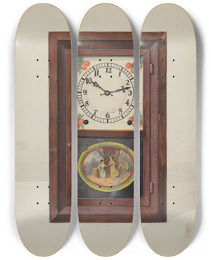 Triptych art skateboard deck of Dana Bartlett Clock Seth Thomas by Dana Bartlett