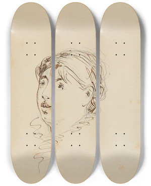 Triptych art skateboard deck of Douard Manet Tte De Marie Colombier by douard Manet (1832-1883)