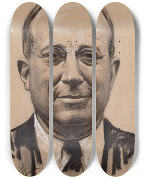 Triptych art skateboard deck of Samuel Johnson Woolf Eugene Isaac Meyer by Samuel Johnson Woolf (1880-1948)