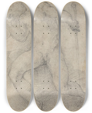 Triptych art skateboard deck of Parmigianino Mercury by Parmigianino (1503-1540)