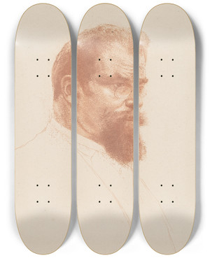 Triptych art skateboard deck of Emil Orlik Max Klinger by Emil Orlik (1870-1932)