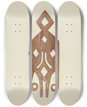 Triptych art skateboard deck of Laura Bilodeau Geometric Weather Vane by Laura Bilodeau