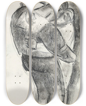 Triptych art skateboard deck of Leo Gestel De Omhelsing by Leo Gestel (1881-1941)