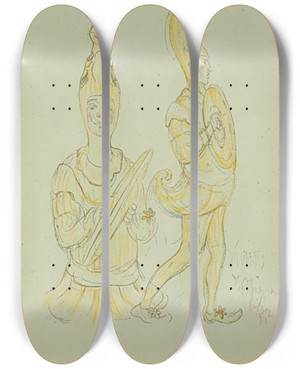 Triptych art skateboard deck of James Ensor Cimbaalspelers by James Ensor (1860-1949)