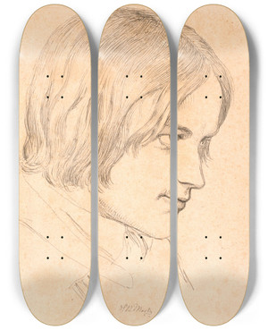 Triptych art skateboard deck of Johan Thomas Lundbye Portrt Af Maleren Lorenz Frlich 18201908 by Johan Thomas Lundbye (1818-1848)