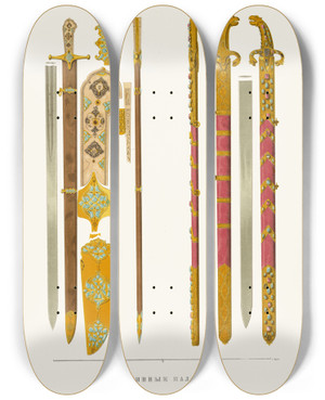 Triptych art skateboard deck of Fedor Grigoryevich Solntsev Starinnye Palashi by Fedor Grigoryevich Solntsev (1801-1892)