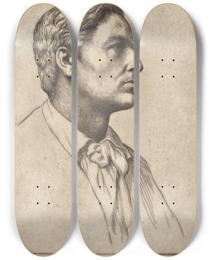 Triptych art skateboard deck of Alphonse Legros Sir Charles Holroyd by Alphonse Legros (1837-1911)