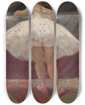 Triptych art skateboard deck of Ladislav Tresko Resting Ballet Dancer by Ladislav Treskon (1900-1923)