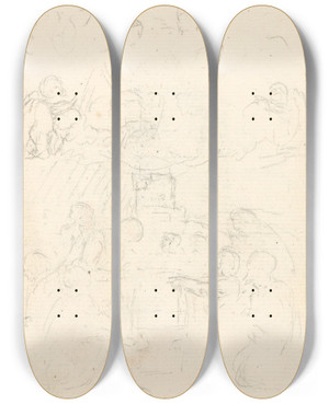 Triptych art skateboard deck of Benjamin West Sketch_1 by Benjamin West (1738-1820)