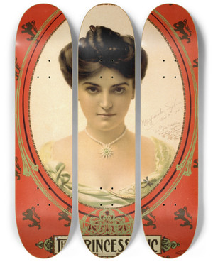 Triptych art skateboard deck of Us Lithograph Co The Princess Chic by U.S. Lithograph Co. (19-20-)