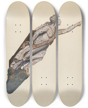 Triptych art skateboard deck of Fw Powell Figurehead by F.W. Powell