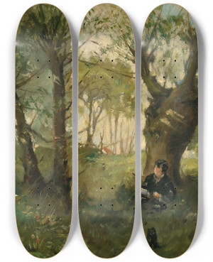 Triptych art skateboard deck of Berthe Morisot Vieux Chemin Auvers by Berthe Morisot (1841-1895)