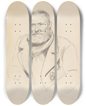 Triptych art skateboard deck of Christian Krohg Los Karlsen by Christian Krohg (1852-1925)