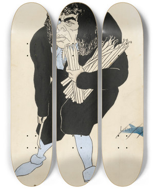 Triptych art skateboard deck of Walter K Kinstler Lon Chaney by Walter K Kinstler (1895-1924)