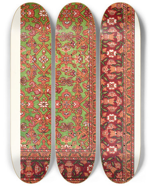 Triptych art skateboard deck of John Charles Robinson Silk Carpet Modern Indian by John Charles Robinson (1824-1913)