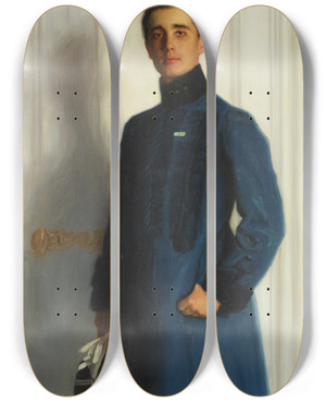 Triptych art skateboard deck of Bernhard Sterman Hans Von Rosen by Bernhard Osterman (1870-1938)