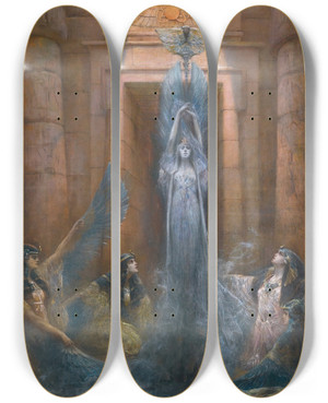 Triptych art skateboard deck of Georges Jules Victor Clairin La Deesse Neith by Georges Jules Victor Clairin (1843-1919)