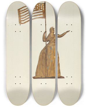 Triptych art skateboard deck of Frances Cohen Gilt Weather Vane by Frances Cohen
