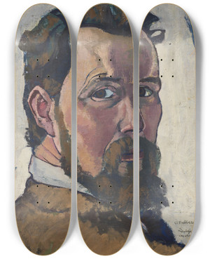 Triptych art skateboard deck of August Babberger Selbstbildnis_2 by August Babberger (1885-1936)