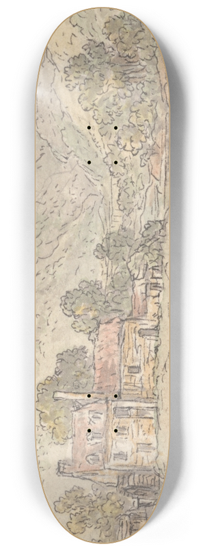 James Duffield Harding - Fording the Stream in a Mountain Valley 8.25 inch art skate deck