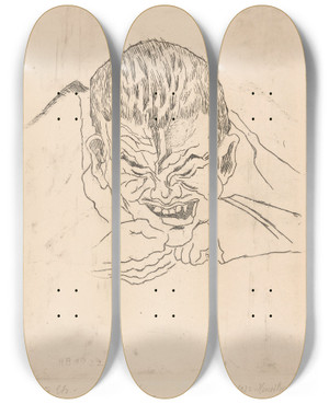 Triptych art skateboard deck of Henri Braakensiek Idioot by Henri Braakensiek (1891-1941)