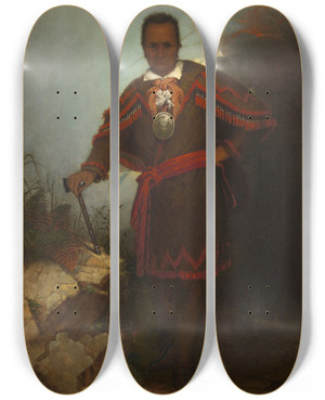 Triptych art skateboard deck of Thomas Hicks Red Jacket Sagoyewatha by Thomas Hicks (1823-1890)