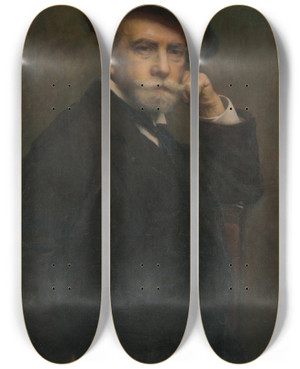 Triptych art skateboard deck of Leopold Horovitz Self Portrait by Leopold Horovitz (1839-1917)