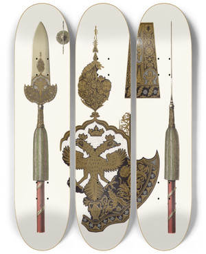 Triptych art skateboard deck of Fedor Grigoryevich Solntsev Protazany Ii by Fedor Grigoryevich Solntsev (1801-1892)