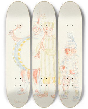Triptych art skateboard deck of James Ensor Muzikanten by James Ensor (1860-1949)