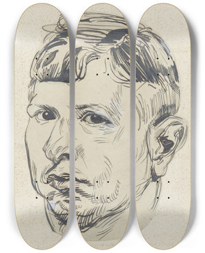 Triptych art skateboard deck of Martin Monnickendam Zelfportret Van Martin Monnickendam by Martin Monnickendam (1874-1943)