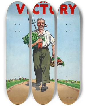 Triptych art skateboard deck of Peter Fraser Dig On For Victory by Peter Fraser (20-)