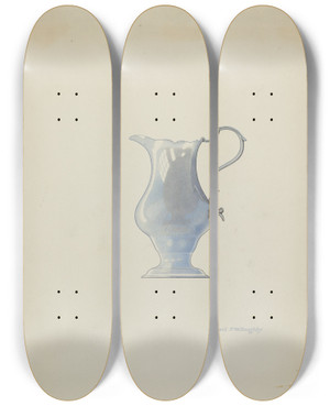 Triptych art skateboard deck of David P Willoughby Silver Pitcher by David P Willoughby