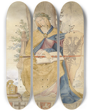 Triptych art skateboard deck of Philipp Veit Germania_1 by Philipp Veit (1793-1877)