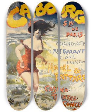 Triptych art skateboard deck of Jean De Paleologue Cabourg by Jean de Paleologue (1855-1942)