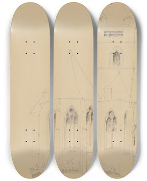 Triptych art skateboard deck of Friedrich Wilhelm Ludwig Sankt Anna In Steeg by Friedrich Wilhelm Ludwig (1828)