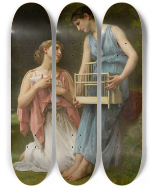 Triptych art skateboard deck of Elizabeth Jane Gardner Bouguereau La Captive by Elizabeth Jane Gardner Bouguereau (1837-1922)