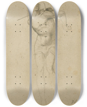 Triptych art skateboard deck of Edgar Degas Saint Sbastien by Edgar Degas (1834-1917)