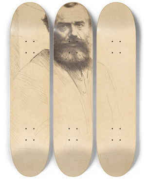 Triptych art skateboard deck of Alphonse Legros Selfportrait 3Rd Plate by Alphonse Legros (1837-1911)