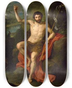 Triptych art skateboard deck of Anton Raphael Mengs Saint John The Baptist Preaching In The Wilderness by Anton Raphael Mengs (1728-1779)