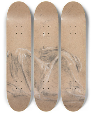 Triptych art skateboard deck of Francesco Lorenzi Drapery Study_3 by Francesco Lorenzi (1723-1787)