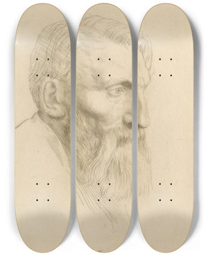 Triptych art skateboard deck of Alphonse Legros Podobize by Alphonse Legros (1837-1911)