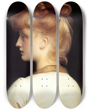 Triptych art skateboard deck of Frederic Leighton A Girl by Frederic Leighton (1830-1896)