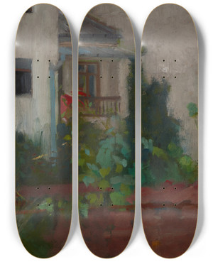 Triptych art skateboard deck of Olga Boznanska Architectural Landscape by Olga Boznanska (1865-1940)