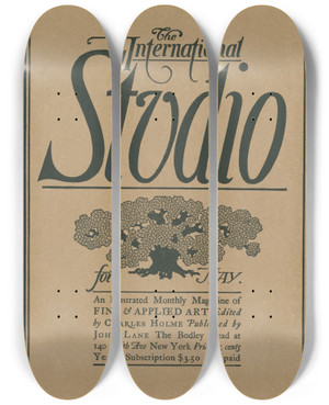 Triptych art skateboard deck of Will Bradley The International Studio For May May 1897 by Will Bradley (1868-1962)