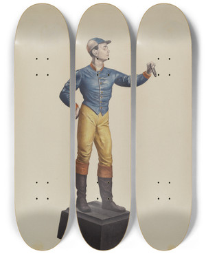 Triptych art skateboard deck of American 20Th Century Hitching Post_3 by American 20Th Century