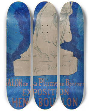 Triptych art skateboard deck of Henri Thophile Bouillon Salon Des Cent by Henri Theophile Bouillon (1864-1934)