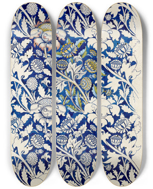 Triptych art skateboard deck of William Morris Wey by William Morris (1834-1896)
