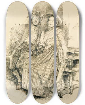 Triptych art skateboard deck of Edwin Austin Abbey Harvest Home by Edwin Austin Abbey (1852-1911)